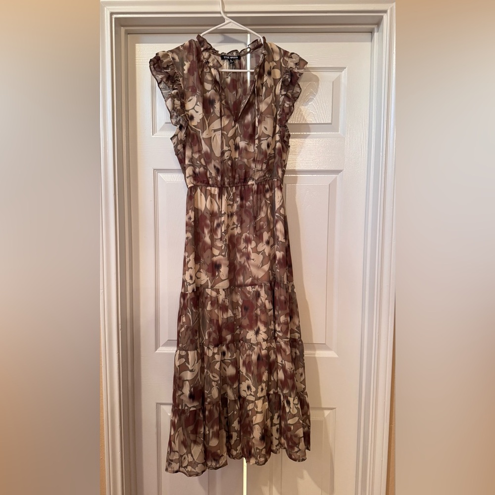 Steve Madden Brown and Cream Floral Maxi Dress